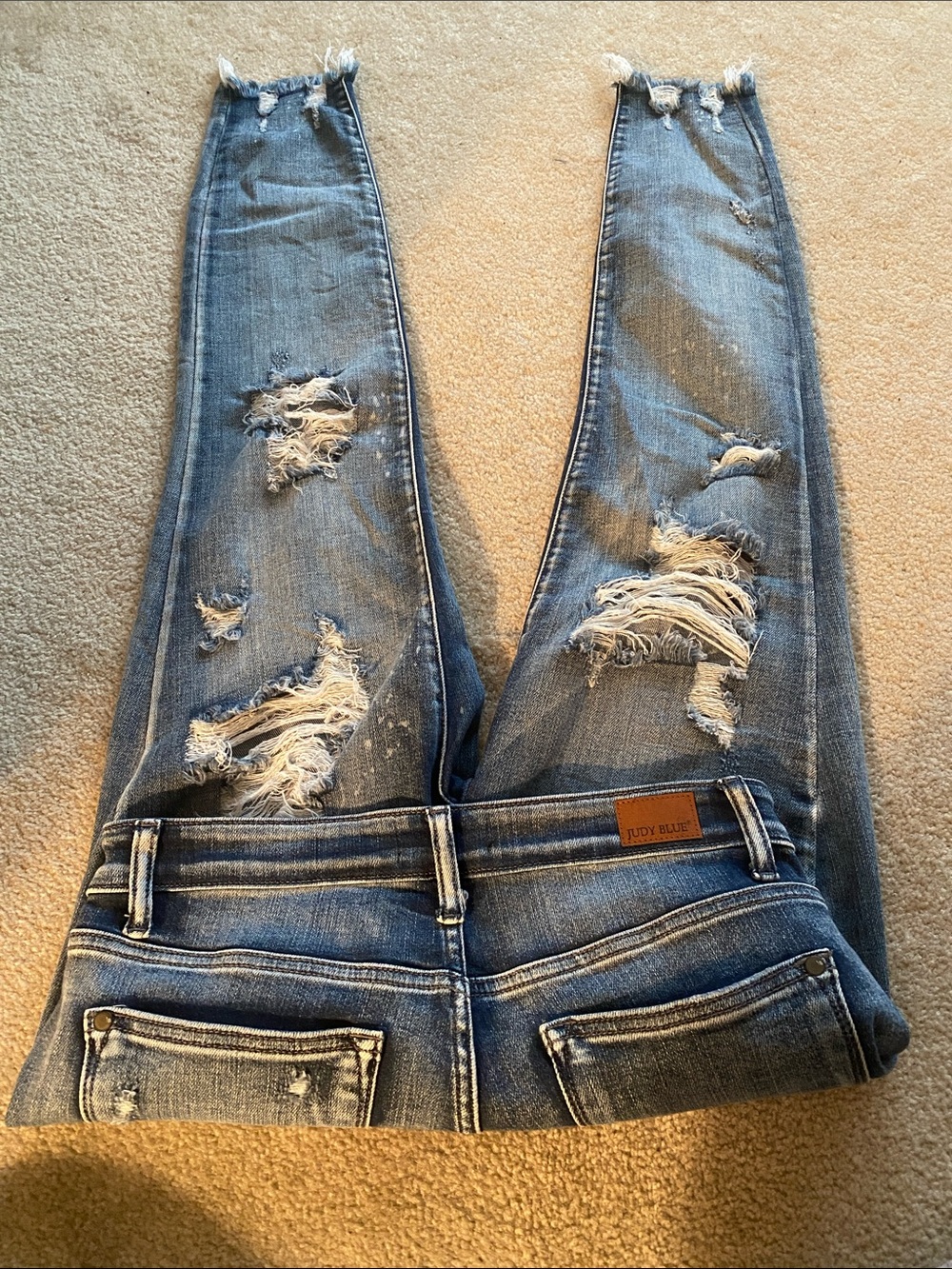 Judy blue size 7/28 distressed skinny fit jeans button fly - Picture 5 of 8